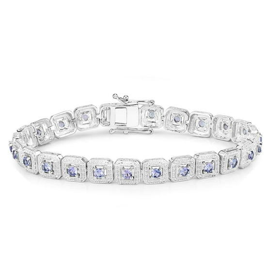 Genuine Tanzanite Bracelet in 925 Sterling Silver 2.40 Carats December Birthstone Jewelry Round Tanzanite Gemstones Lavender Bracelet Lavender Jewelry for Women
