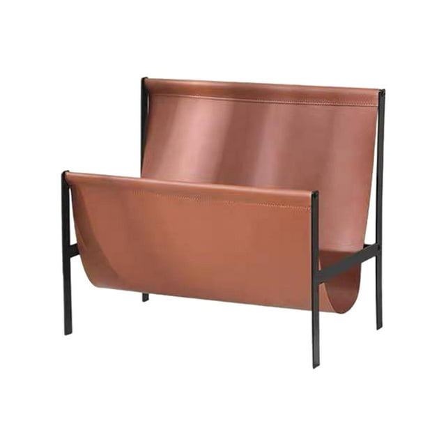 Revistero de escritorio, portaperiódicos, multiusos, de piel sintética, para el hogar. marrón