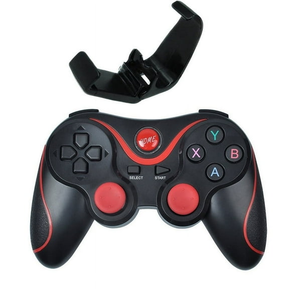 Wireless Bluetooth Game Controller for Android, PC, Phone, Tablet. X3 Updated Joystick with Dual Vibration, Gift for Adults & Kids (Black-Red)