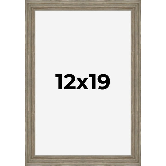 12x19 Frame Gray Barnwood Rustic Solid Wood Picture Frame | 1.5 Inch Moulding Width | Includes UV