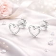 thumbnail image 4 of AeraVida Romantic Love Inspired Little Heart Outlines Sterling Silver Post Stud Earrings, 4 of 7