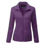 Doublju Women's Full Zip Up Fleece Jacket With Pockets (Plus Size Available)