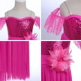 thumbnail image 3 of IBTOM CASTLE Girls Lyrical Dance Costume Ballet Leotard Sequin Spaghetti Straps Tulle Long Dress Ballerina Outfits Princess Dress up 9-10 Years Hot Pink, 3 of 8