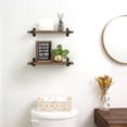 thumbnail image 2 of Estantes flotantes de madera para montar en la pared, estilo moderno de granja, estantería de almacenamiento decorativa con soportes en U para dormitorio, baño, sala de estar, cocina, oficina, juego, 2 of 7