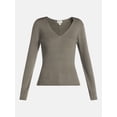 thumbnail image 6 of Scenario Women's V-Neck Ribbed Lightweight Sweater with Long Sleeves, Sizes XS-XXXL, 6 of 6
