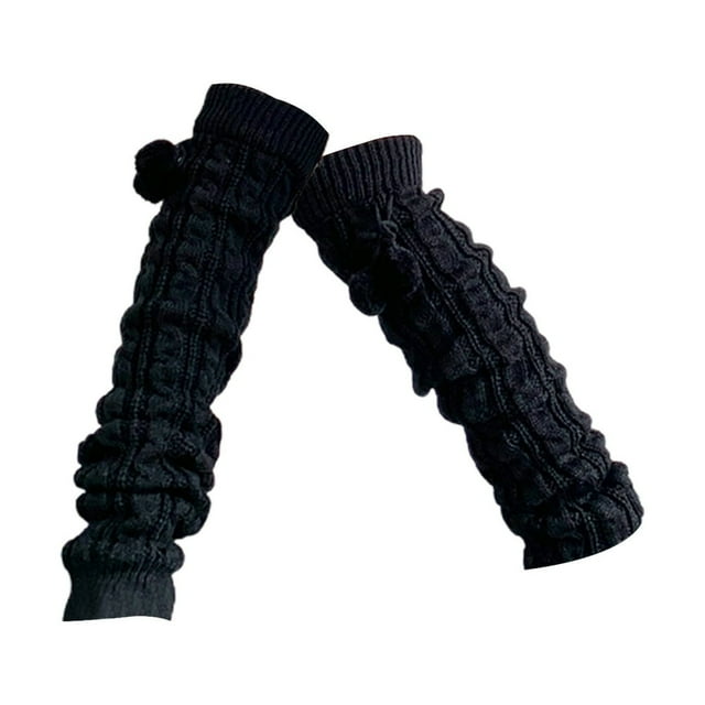 1 Pair Thickened Warm Elastic Leg Warm Socks Japanese Style Sweet Girl Ribbed Knitted Boot Cuffs for Daily Wear