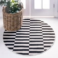thumbnail image 2 of Unique Loom Williamsburg Alternating Stripes Rug 5' x 5' Round Black/Beige, 2 of 5
