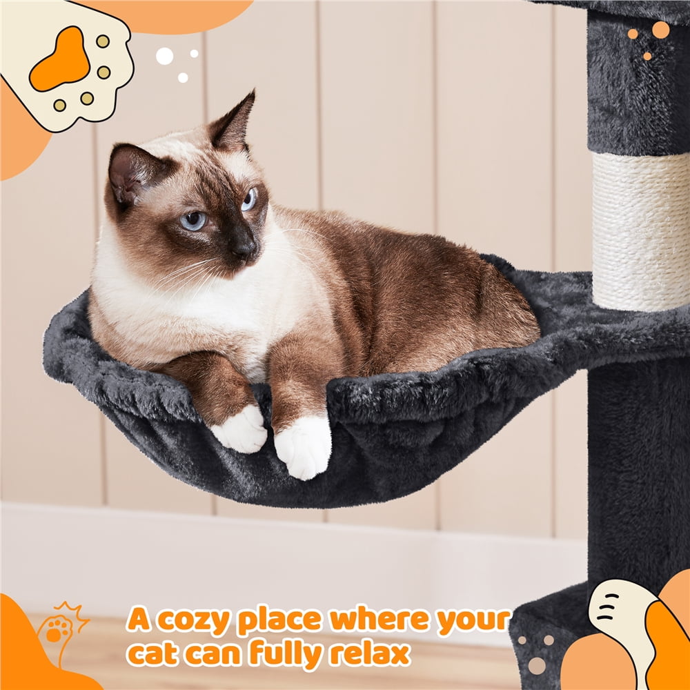 Yaheetech 76.4-inch Cat Tree Cat Tower with Condos, Black