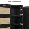 thumbnail image 4 of SICOTAS 52" W Large Rattan Sideboard Buffet Cabinet with 3 Drawers and 2 Doors, Boho Long Credenza Cabinet for Dining Room, Coffee Bar Table with Storage for Living Room, Entryway, Black, 4 of 8