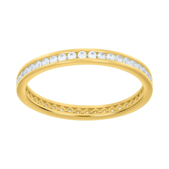 10kt Yellow Gold Womens Cubic-Zirconia Single Row CZ Eternity Band Ring