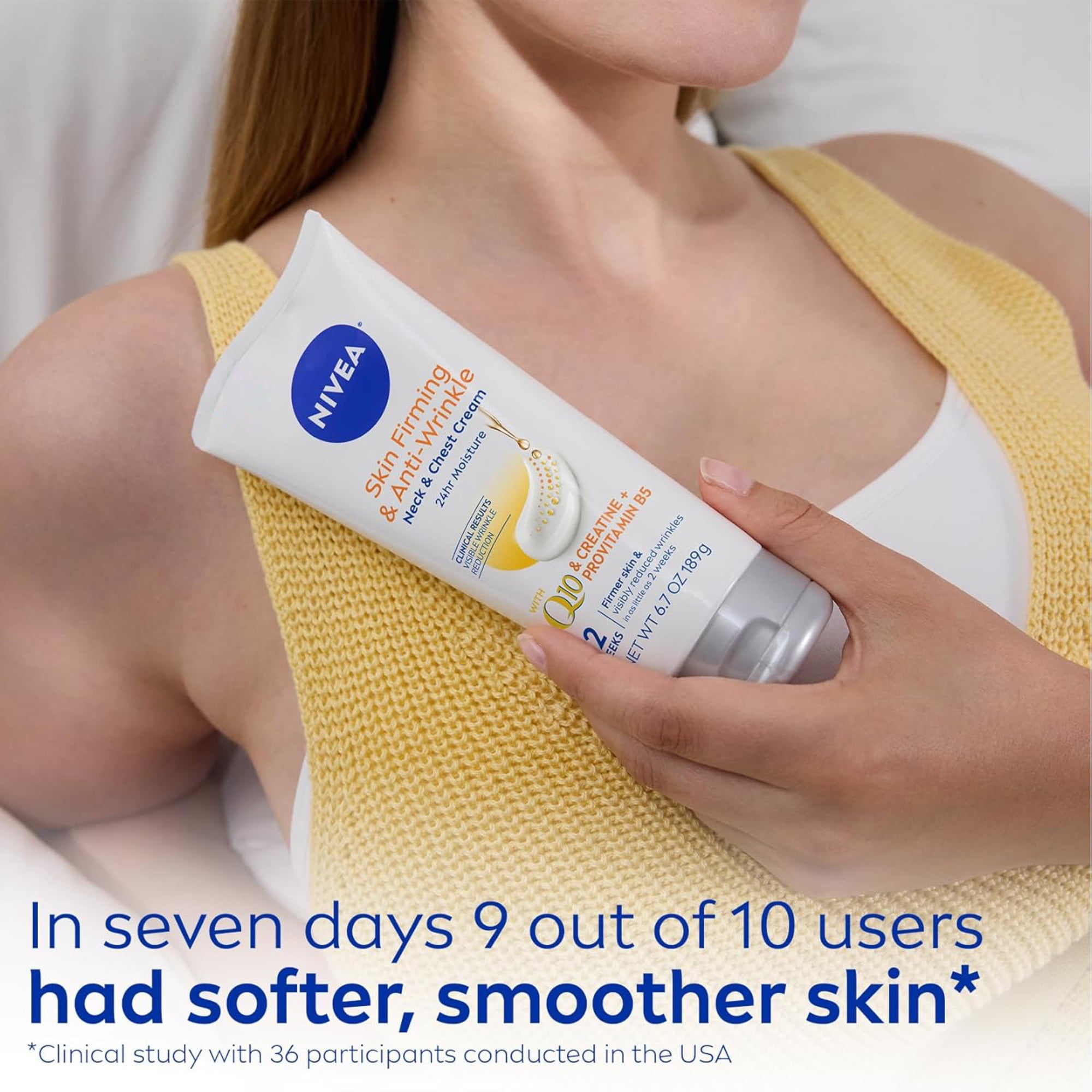 NIVEA Anti-Wrinkle Neck & Chest Cream, Skin Firming Body Cream with Q10 and Creatine, 6.7 oz