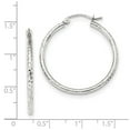 thumbnail image 2 of 10k White Gold Diamond-cut 2mm Round Tube Hoop Earrings, 2 of 2
