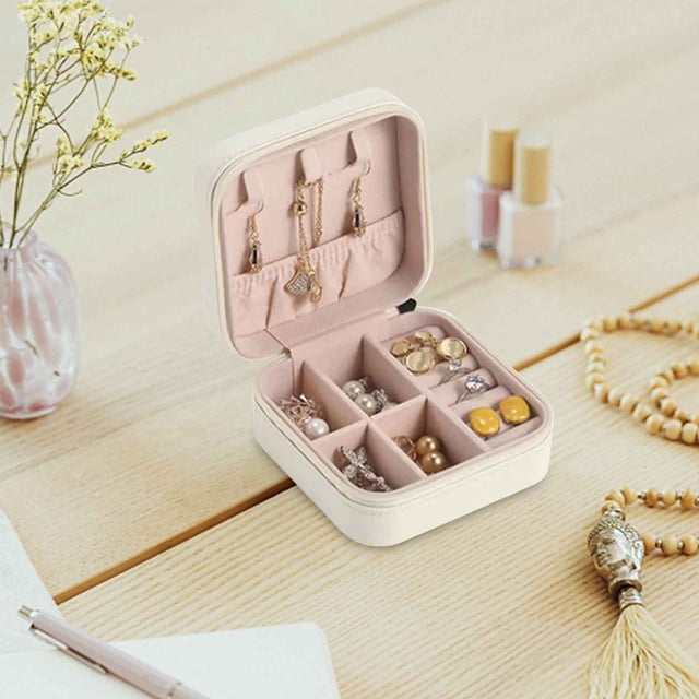 Fiudx Organizador de Pendientes, Joyero de Franela, con Múltiples Compartimentos para Guardar Anillos, Asa de Cinta, Ideal para Pulseras, Pendientes, Relojes, Regalo para Adultos, Disponible En Vario