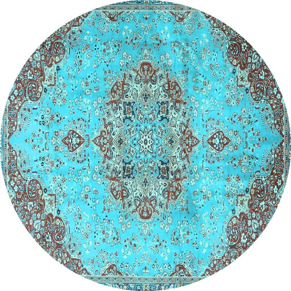 Ahgly Company Indoor Round Persian Light Blue Traditional Area Rugs, 7' Round