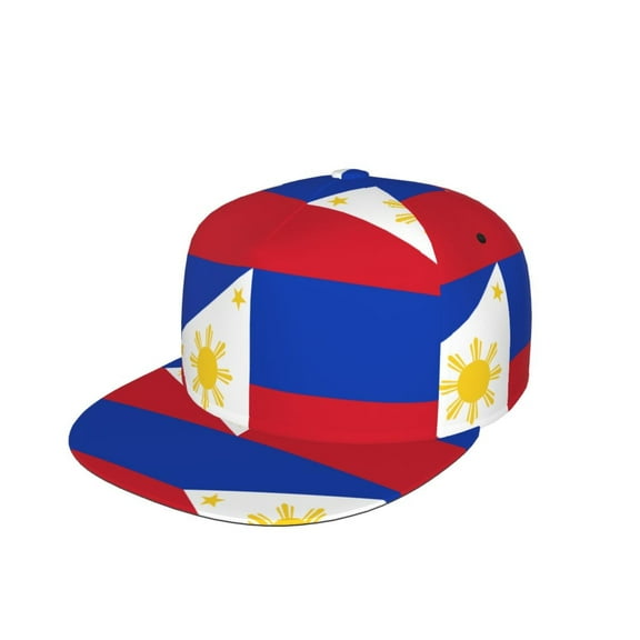 Men Women Philippines Flag Flat Bill Hip Hop Visor Snapback Hat Adjustable Baseball Cap