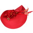 thumbnail image 3 of Chapeau de Paille pour Femmes, Chapeau de Fête de Thé, Bandeau Papillon Exagéré, 3 of 8