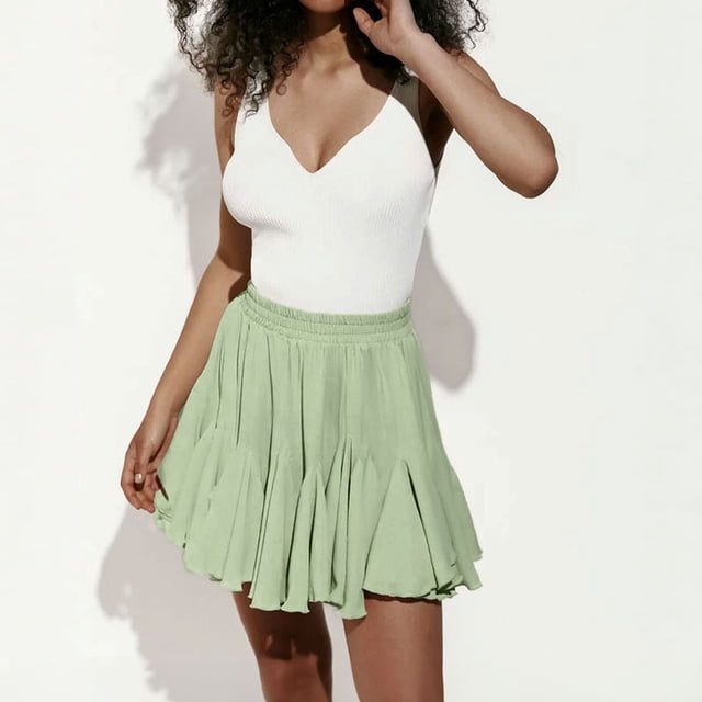 Summer New Streetwear Trendy Mini Pleated Skirts Lady Y2K Fashion Patchwork Solid Color Commute Versatile Party Skirt For Women Summer