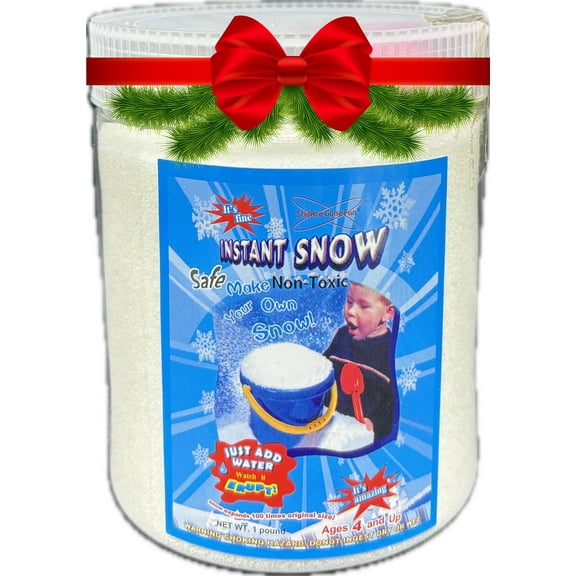 Science Gong Fun® One-Pound Instant Snow Powder – Create 7 Gallons of Magical, Fluffy Snow Anywhere!