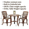 thumbnail image 3 of BrylaneHome Outdoor Décor Furniture Weather Resistant 3 Piece Bellagio Bistro Set Table Chair With Antique Finish Home Patio Porch Yard, 3 of 3
