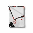 thumbnail image 2 of Kiss Soft Flannel Fleece Throw Blanket, Silhouette of Lovers near Tree Hearts Valentine's Day Concept, Cozy Plush for Indoor and Outdoor Use, 60" x 80", Charcoal Grey Vermilion, by Ambesonne, 2 of 6