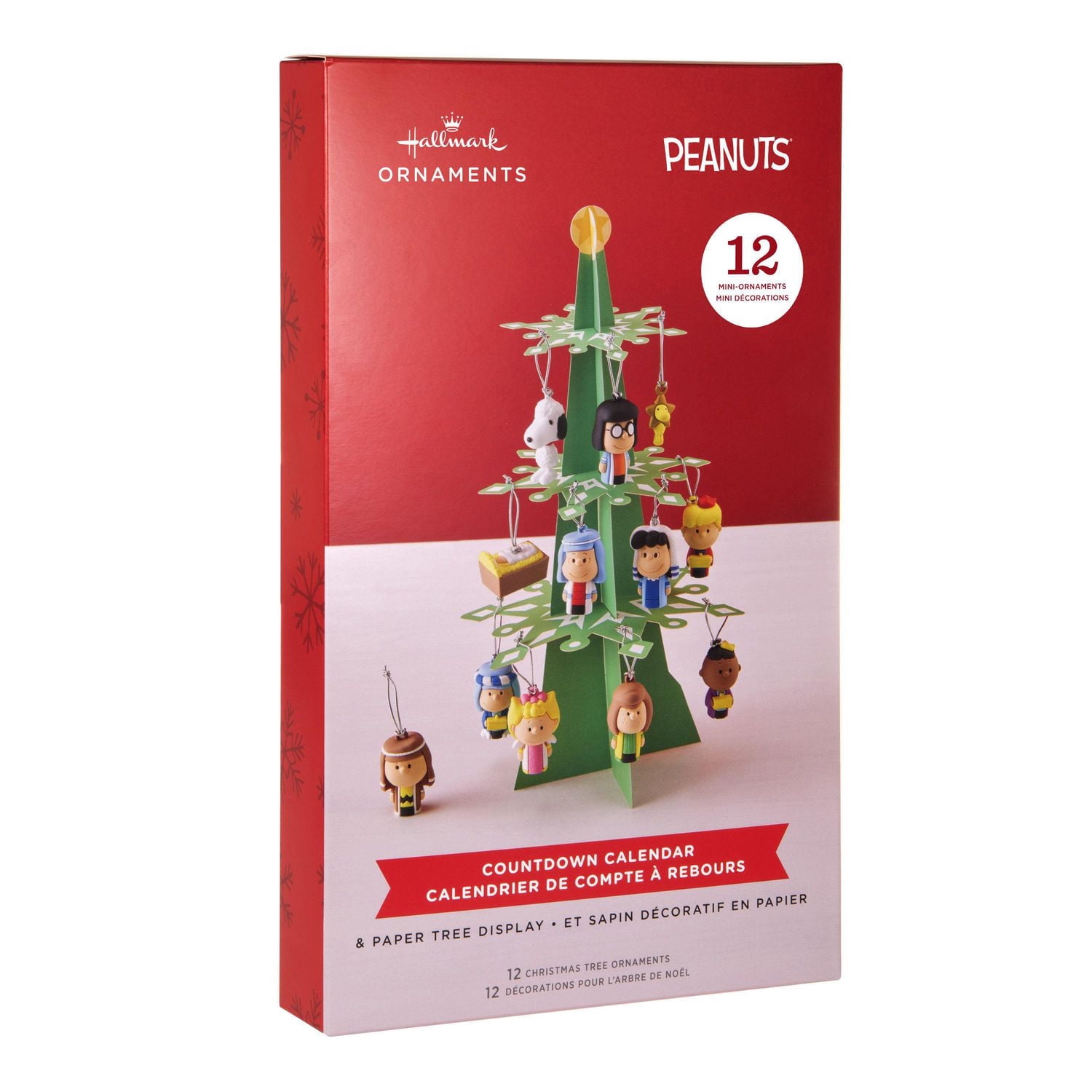 Hallmark Peanuts Nativity Countdown Calendar Miniature Christmas Tree Set With 12 Mini Christmas Ornaments