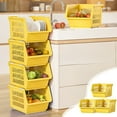 thumbnail image 2 of Plastic Storage Bins, Heavy Duty Stackable Open Front Storage Container Bin for Garage, Pantry, Craft Organization, Space-Saving, Yellow, 2 of 8
