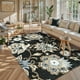 thumbnail image 2 of Alfombra Lahome Floral negra, 160 x 200 cm, lavable, resistente a las manchas, 2 of 7