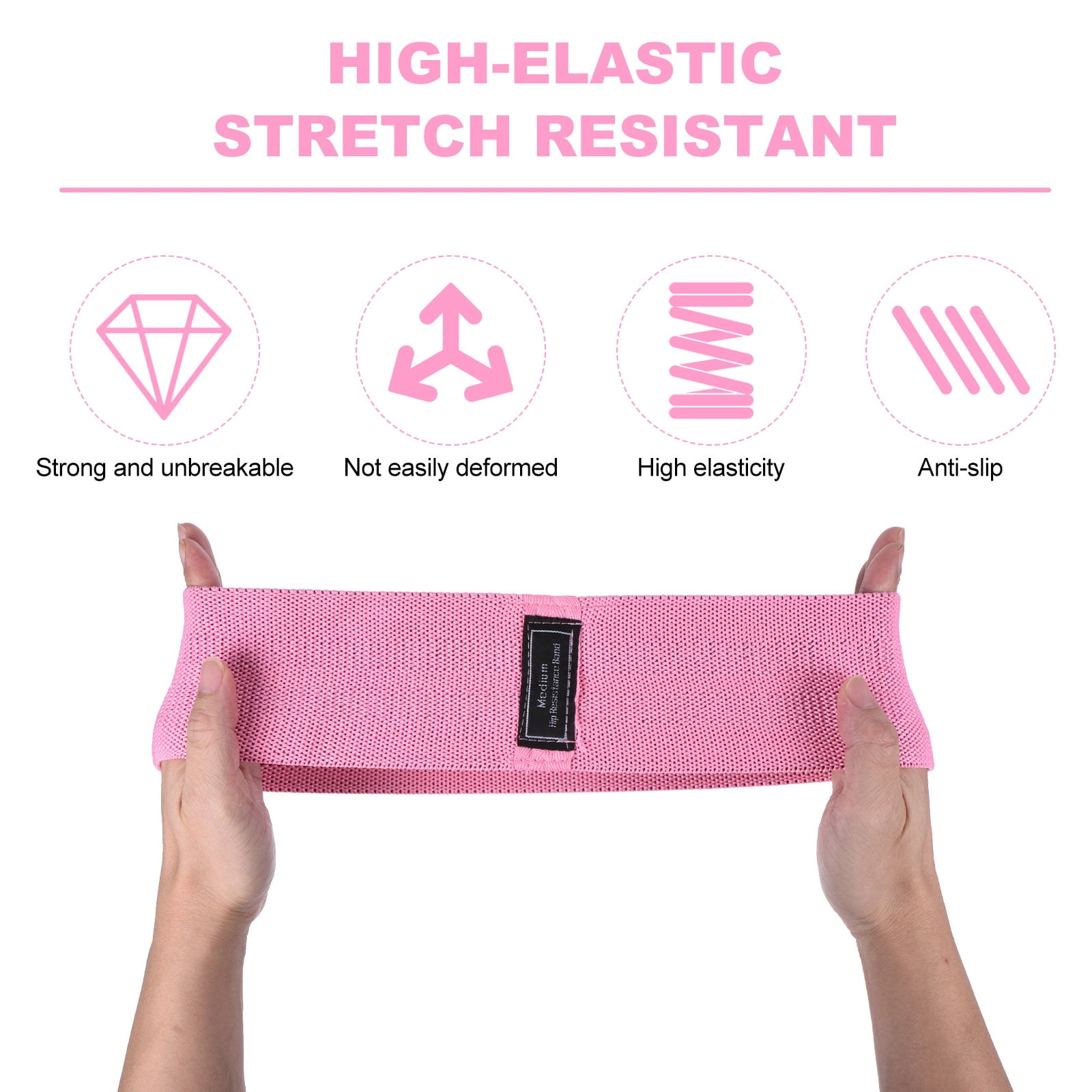 12Pcs Fabric Resistance Bands Booty Workout Bands Exercise Fitness Elastic Band for Women Men, Pink