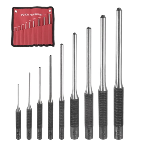 Uxcell 9pcs Drive Pin Punch Set 1/16-5/16 Non-marring Punches with Knurled Grip for Watch Repair
