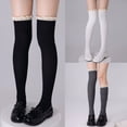 thumbnail image 4 of Womens Cotton Boot Socks Sweet Lolitas Frilly Thigh High Stockings Lace Trim Over Knee Stockings JK Students Girls Socks, 4 of 15