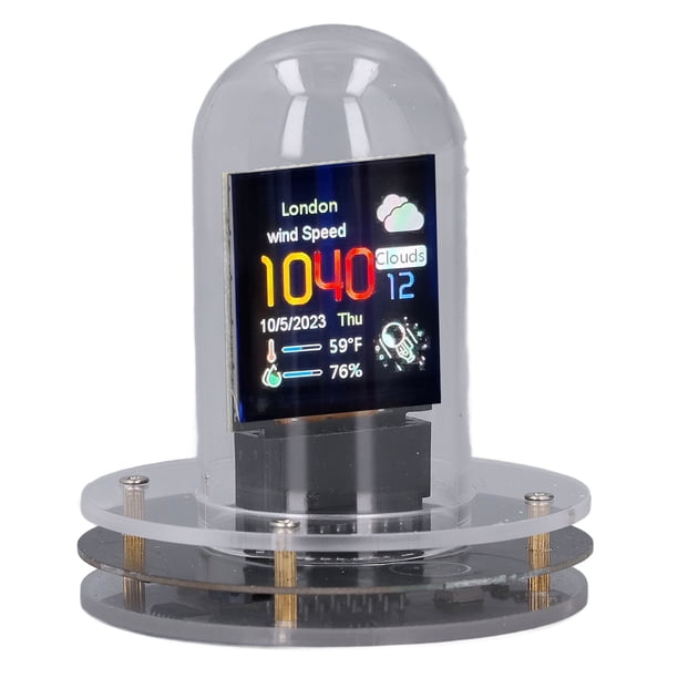 Nixie Tube Clock, Reloj Digital Con Pantalla Meteorológica WiFi 1,54 Pulgadas IPS LCD Para Escritorio
