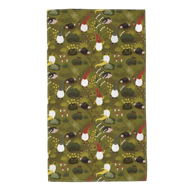 Balery Gnomes Playing in the Garden Toalla de Microfibra Premium con Estampado – 27.5x16 pulgadas, Alta Absorción, Suave y Aterciopelada, Secado Rápido