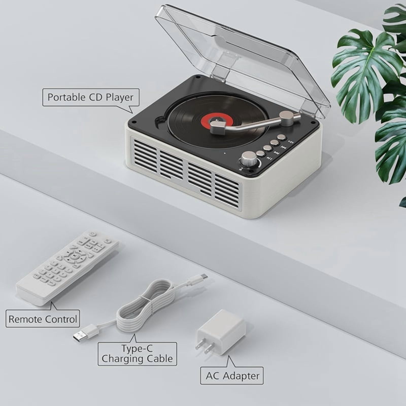 Multifunction Bluetooth CD Player HiFi Sound Music Player Speaker,Support AUX/USB/FM Radio for Home,Office US Plug A