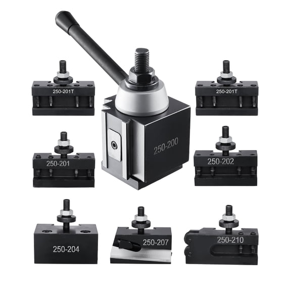 VEVOR Quick Change Tool Post Set, 8 Pcs, Includes Lathe Tool Holders, Piston Type Tool Post with Turning Tool Holder Accessories, for Mini Lathe & Metal Lathe 10"-15" Swing, Durable Steel Material