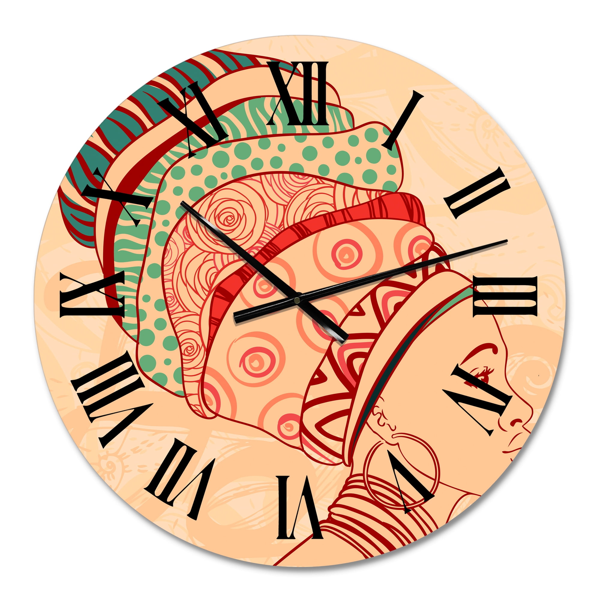 Designart 'African American Woman With Turban Ii' Modern Wall Clock