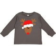 thumbnail image 3 of Inktastic Christmas Cute Reindeer in Santa Hat Boys or Girls Long Sleeve Toddler T-Shirt, 3 of 5