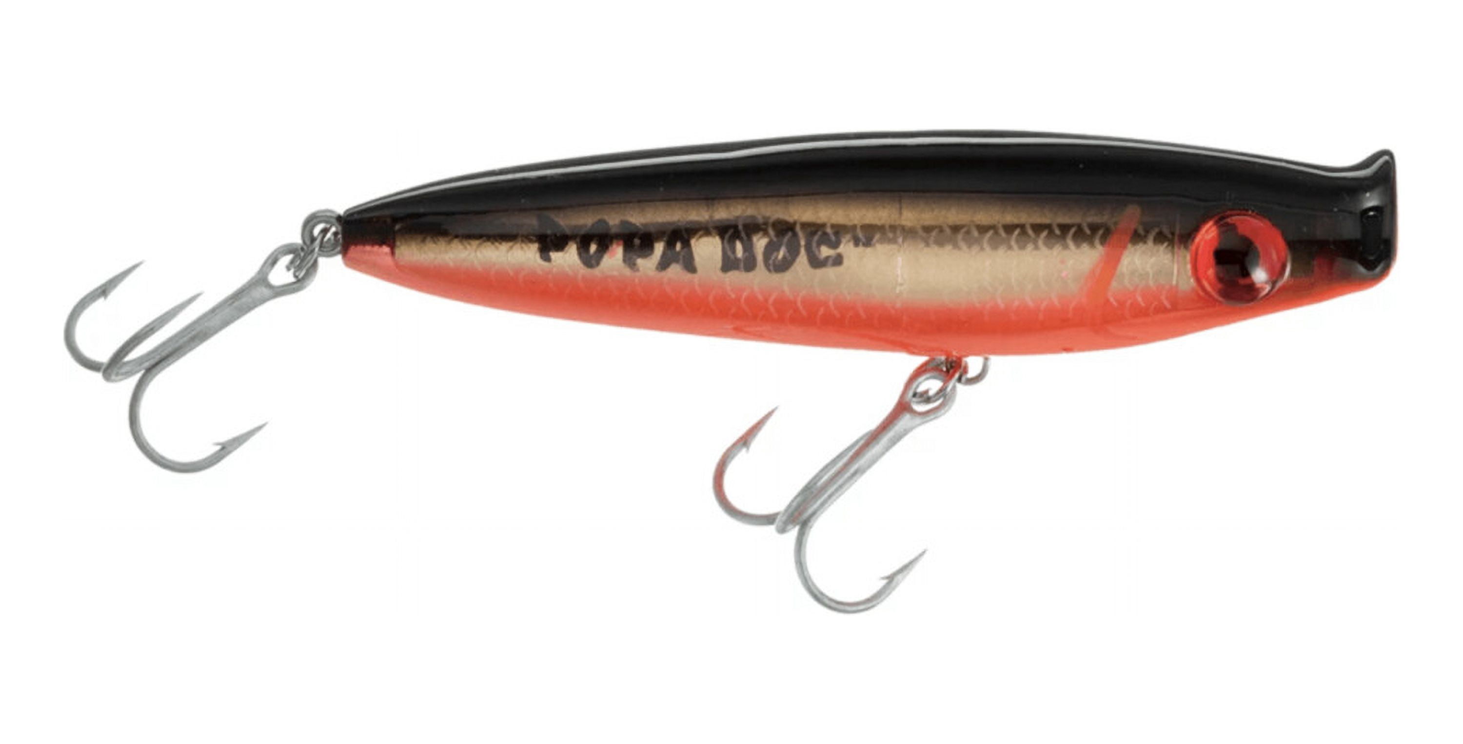 MirrOLure Popa Dog Lure, Black Back/Fluorescent Orange Belly, 4-Inch