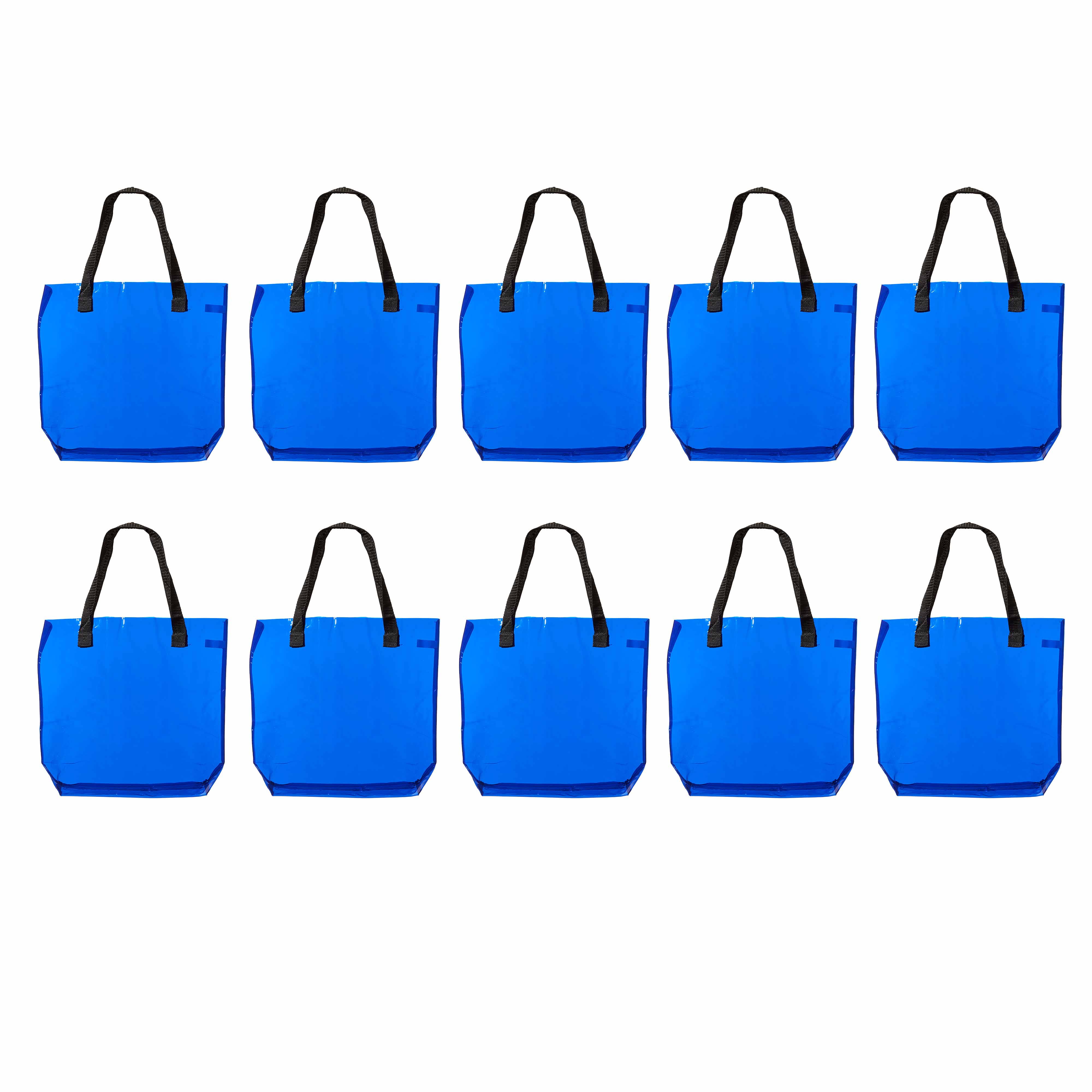 Savanna Clear Plastic Tote Bags Set of 10, Bulk Pack Perfect for