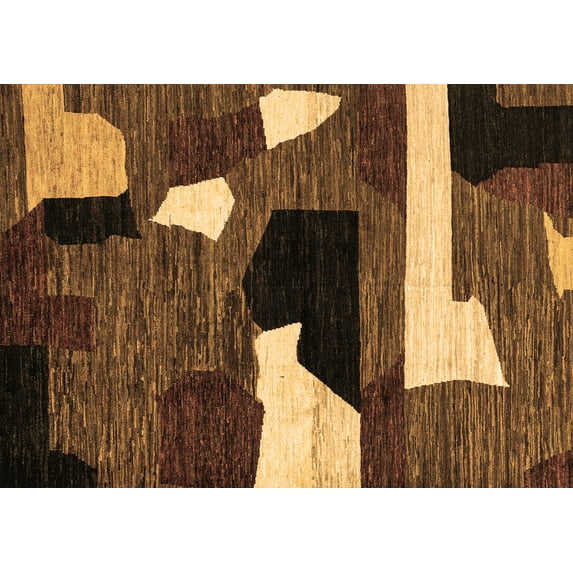 Ahgly Company Indoor Rectangle Oriental Brown Modern Area Rugs, 7' x 9'