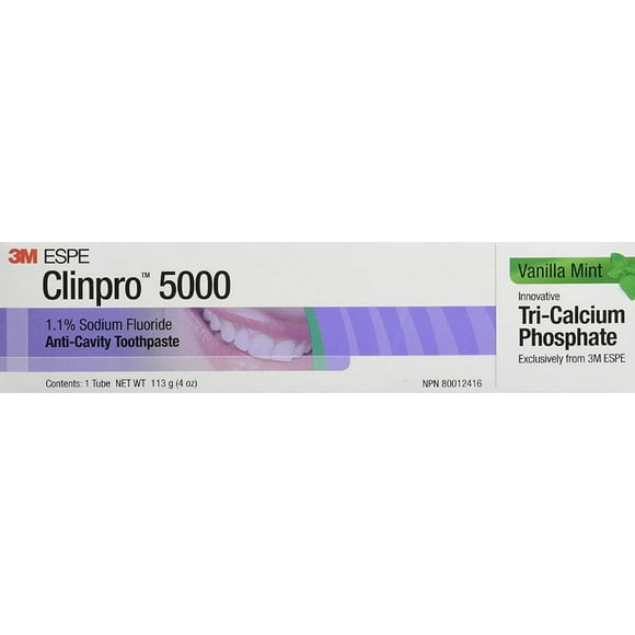 Clinpro 5000 1.1 % Sodium Fluoride Vanilla Mint Anti-Cavity Toothpaste | Helps Reverse tooth decay before it becomes a cavity | Protects the teeth from acid wear and erosion | Helps to remineralize to