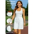 thumbnail image 2 of OHHSHEEN Women's Comfy Bermuda Shorts - Elastic Drawstring Waist, Utility Pockets, Summer Casual, 2 of 6