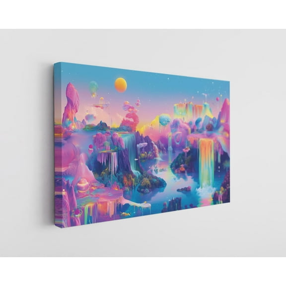 Colorful Fantasy Landscape Canvas Wall Art - High-Quality Imaginative Print - Handcrafted Artistic Decor - Stylish Wall Art - Gift for Fantasy Enthusiasts