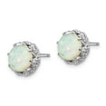 thumbnail image 2 of Cheryl M  Sterling Silver Rhodium-plated Cabochon Lab Created Opal and Brilliant-cut CZ Post Stud Earrings, 2 of 2