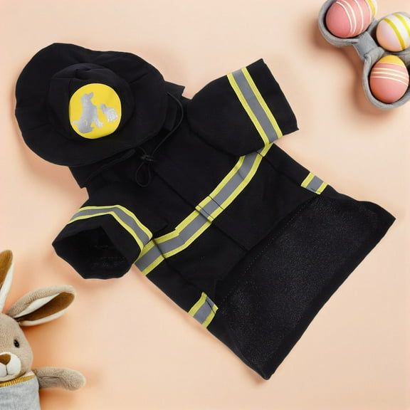 HOOWIFFY Pet Firefighter Uniform Set Soft Comfortable Clothing for Dogs and Cats, and Stylish Pet Apparel