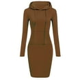 thumbnail image 1 of IMENGL Chandail à Capuche Uni Lacé Manches Longues avec Poche Mode pour Femmes, Marron 2TG, Taille M-2TG, 1 of 4