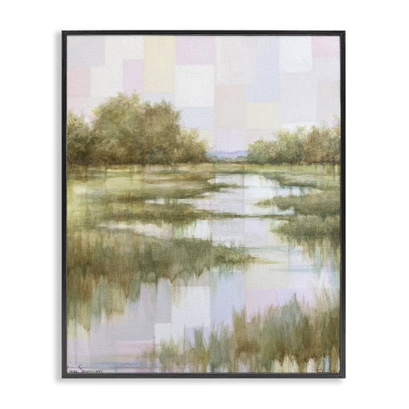 Stupell Industries River Reflections Impressionist Landscape Landscape & Nature Painting Black Framed Art Print Wall Art, 11 x 14