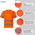 thumbnail image 6 of ProtectX Class 3 High Visibility Shirts for Men Reflective Safety Hi Vis T Shirt Short Sleeve Construction Work Shirt Orange 2X-Large, 6 of 7