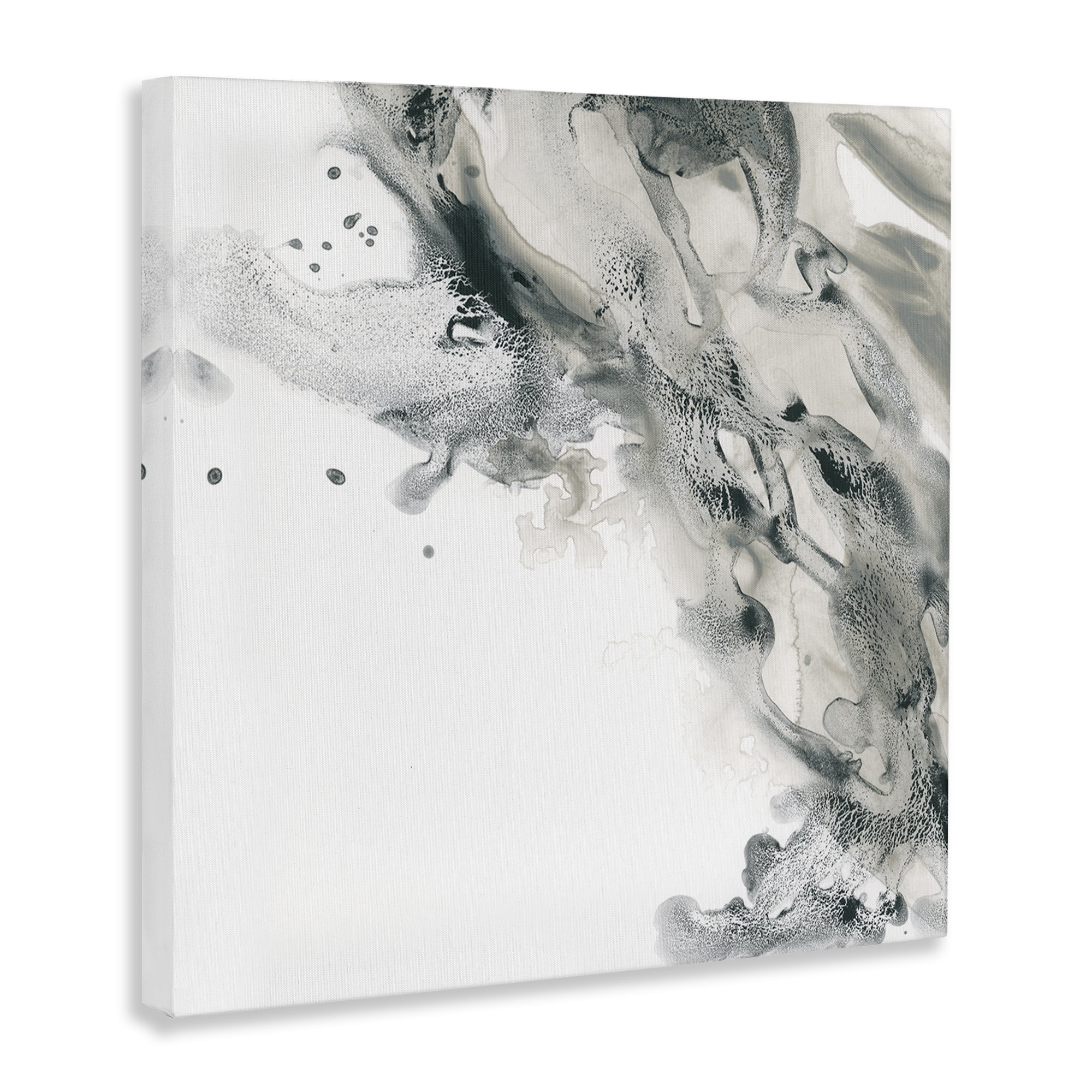 Stupell Industries Grey Swirled Liquid Abstract Painting Gallery Wrapped Canvas Art Print Wall Art, 17 x 17