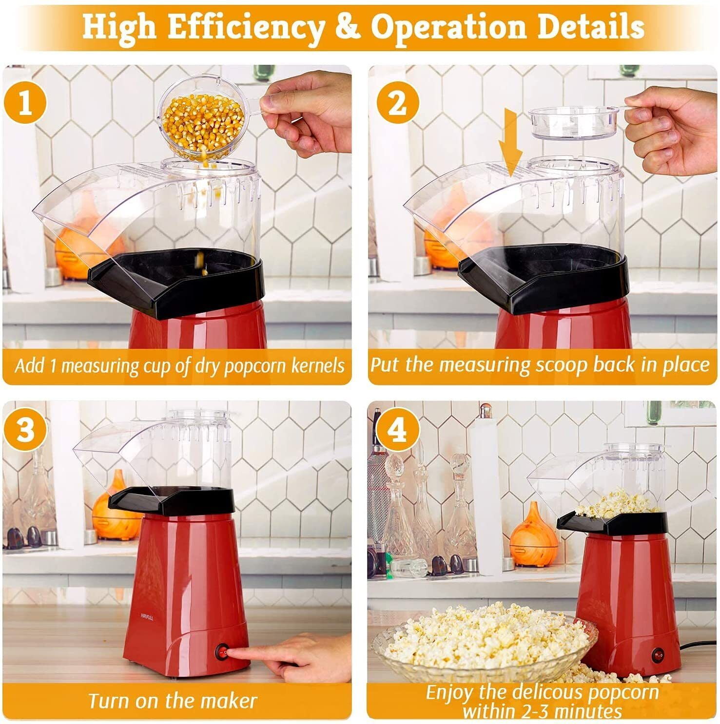 810047169420 Popcorn Machine Hot Air Electric Popper Kernel Corn