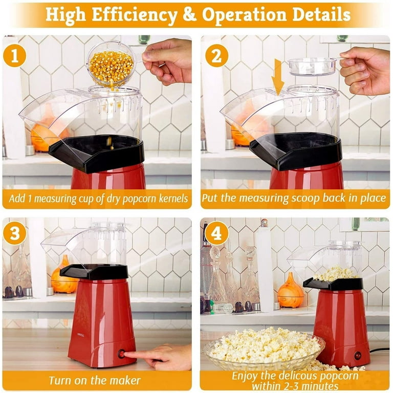 Popcorn Machine Hot Air Electric Popper Kernel Corn Maker No Oil Popcorn Maker